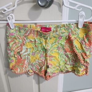 Lilly Pulitzer Women's High Waist Floral Shorts - Yellow, Orange, and Green
